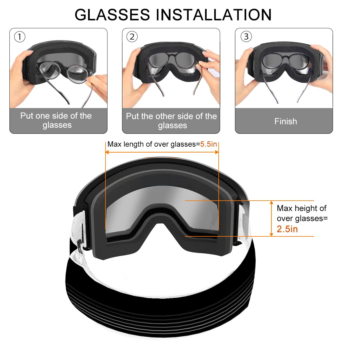 Findway Maschera da Sci, Occhiali da Sci Snowboard per Uomo Donna Giovani, OTG UV Protection Antiappannamento Resistenza al Vento Snowboard Occhiali da Neve