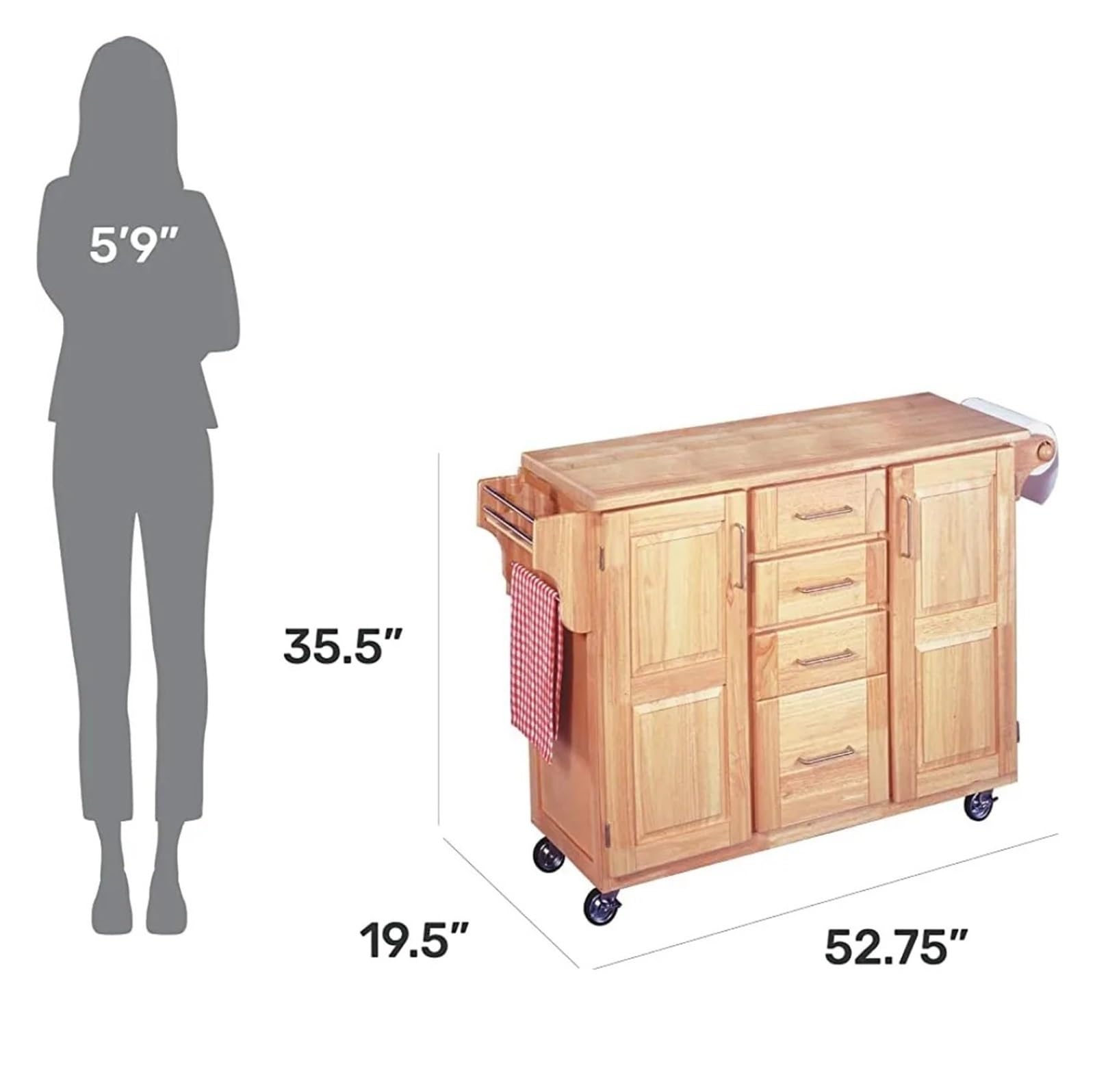 Carrello Multiuso da Cucina Centro Cucina con bancone all'Americana, Isola Cucina Mobile for Cucina, Sala da Pranzo, Bagno Carrello di Servizio