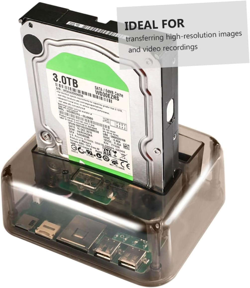 Angoily 1pc Multi-Function Dual-Disk Hard Drive Reader USB Supports Drives for Home Office Storage Movie Streaming and Gaming Black Design Us