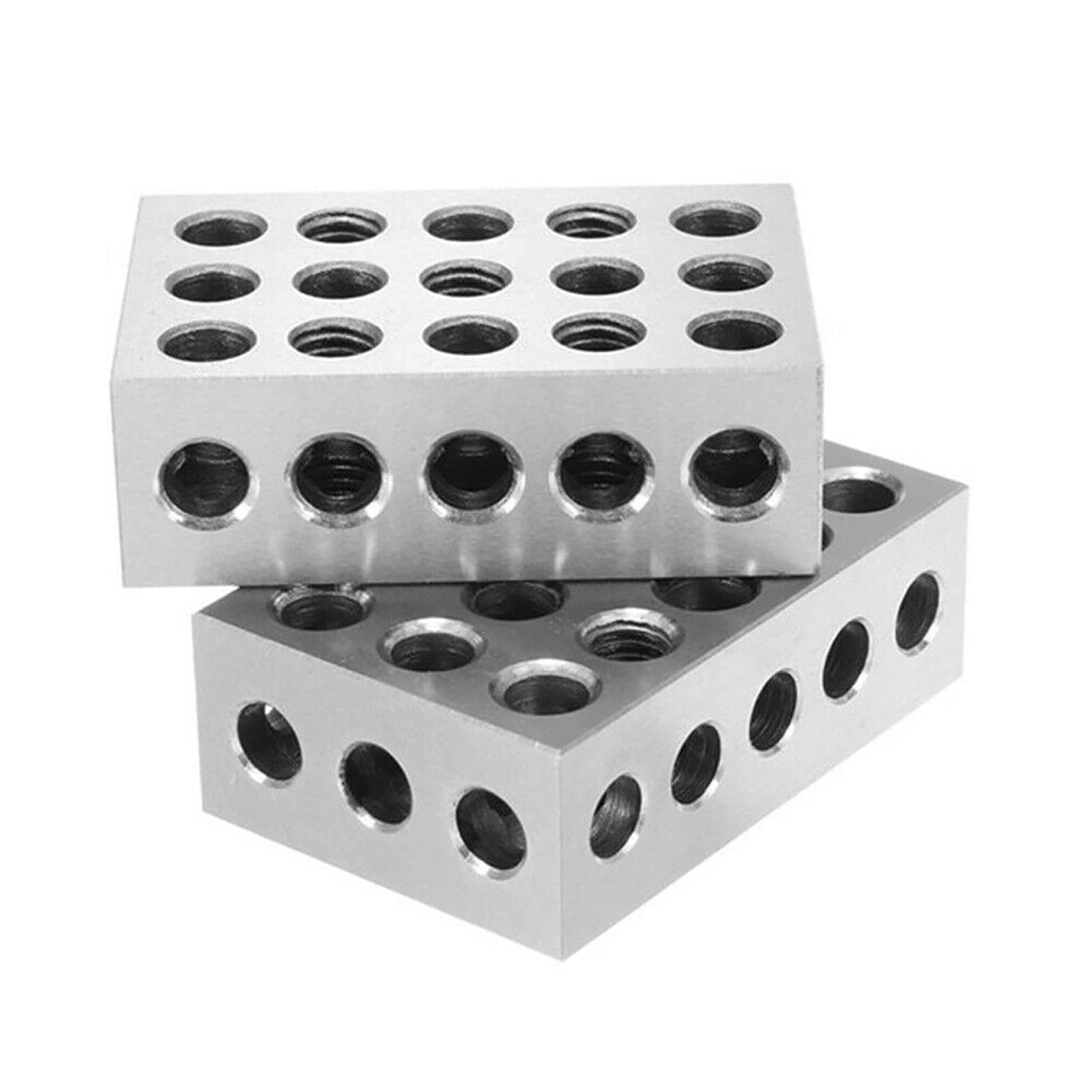 GREENSAPPIRE 2PCS Precision Engineer Blocks, Hardened Steel Blocks 0.0002" Tolerance, 23 Holes, 1"x 2" x 3" for Milling Machinist Lathe Tools (2PCS)