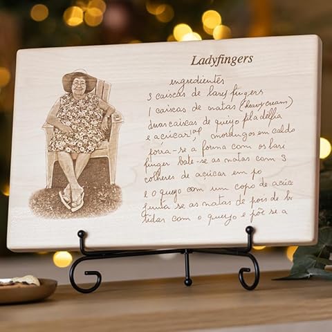 Granny’s Recipe Wood Cutting Board – Custom Engraved with Handwritten Recipe & Photo – Perfect Christmas or New Year Gift for Grandma, Grandpa, Parents and Family – Cherished Memory for Loved Ones Cover