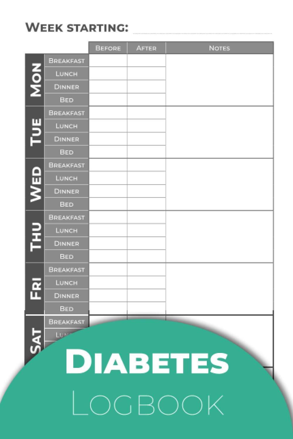 Diabetes Logbook: 6 x 9in, Tracking Journal For 2 Years, Diabetic Notebook
