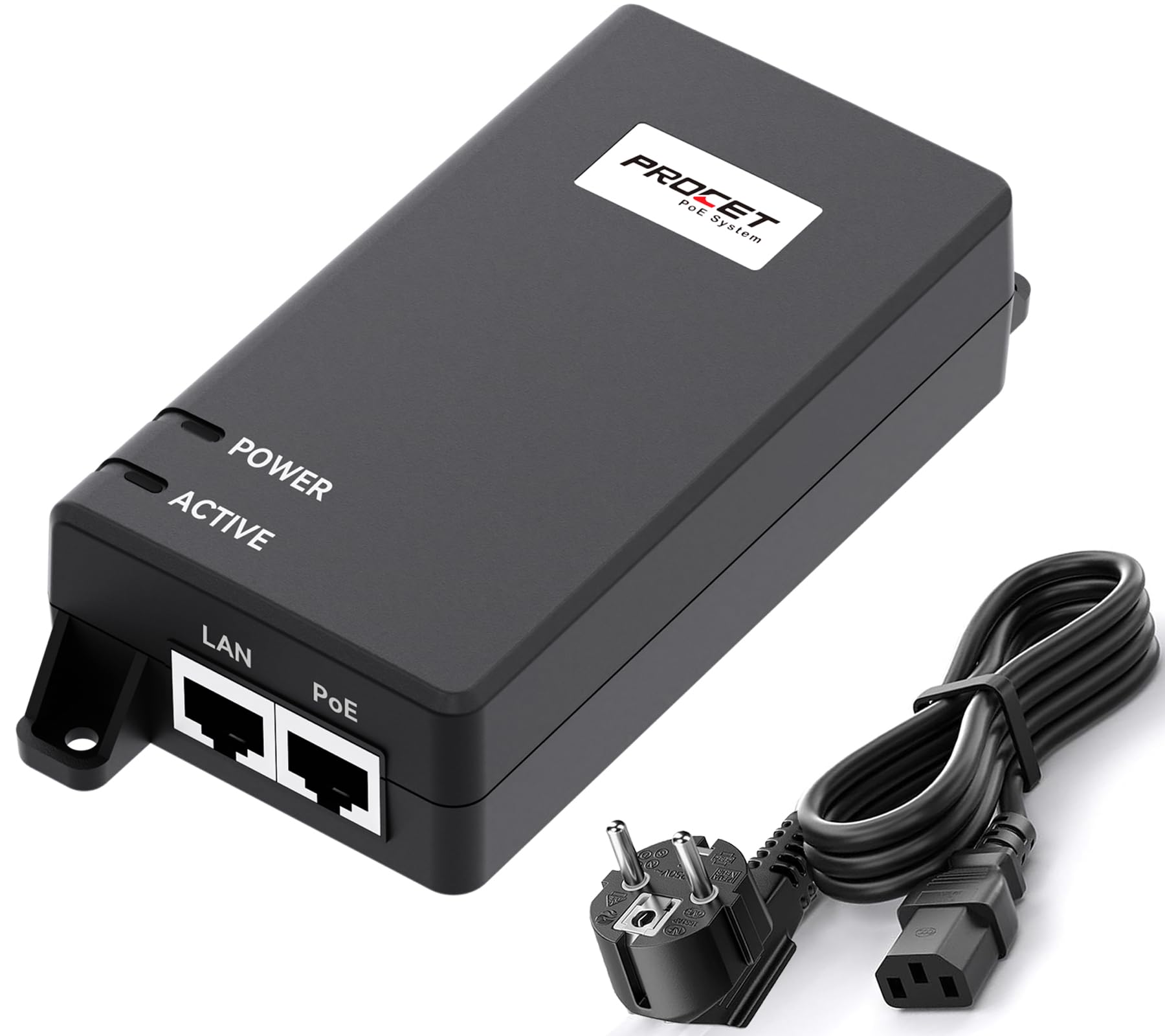 PROCET Injecteur PoE 60 W 10 Gigabit, injecteur de Puissance PoE++, Alimentation PoE pour caméra IP HD/AP sans Fil