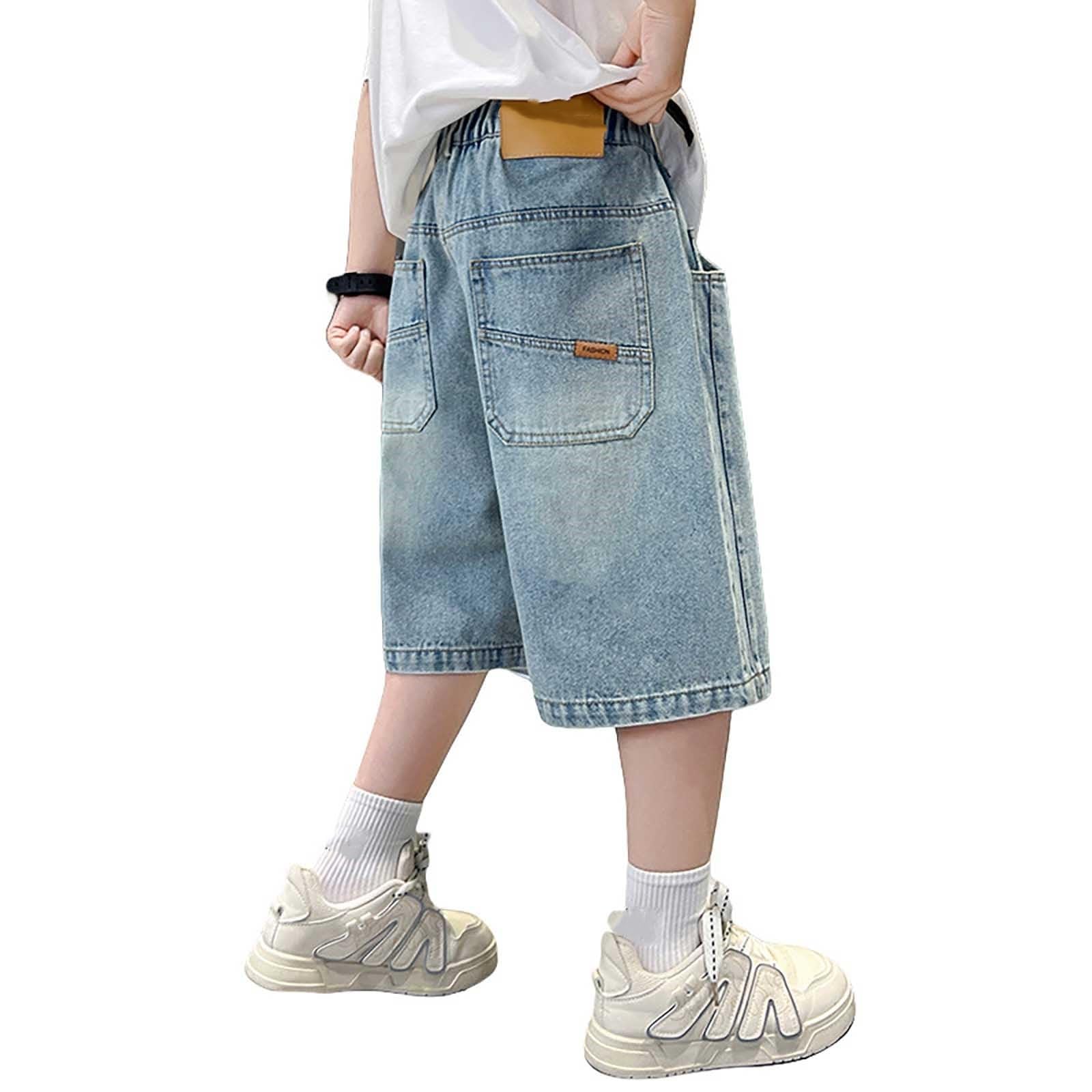 Baggy Jeans Shorts Jungs 4-14 Jahre Y2k Kurze Jeans Hip Hop Vintage Denim Shorts Teenager Streetwear Sommer Bermuda Jeanshorts