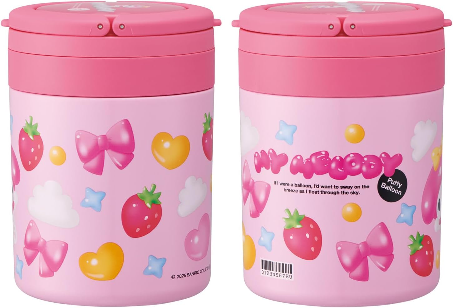 Skater LJFO5-A Insulated Insulated Soup Jar, Large Capacity 500ml with Foldable Handle, Sanrio My Melody Well Globe