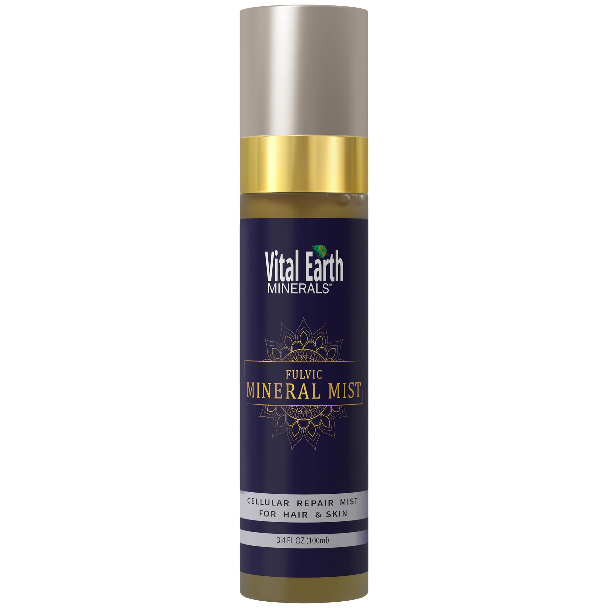 Vital Earth Fulvic Mineral Facial Mist, Travel-Friendly – Anti-Aging Face & Hair Spray for Cellular Renewal & Hydration, 3.4 Oz