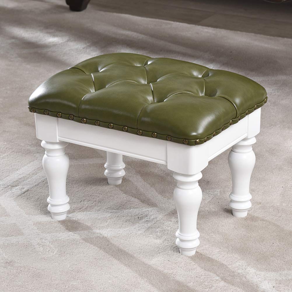 Repose-pieds ottoman rembourré en cuir vert encre style européen