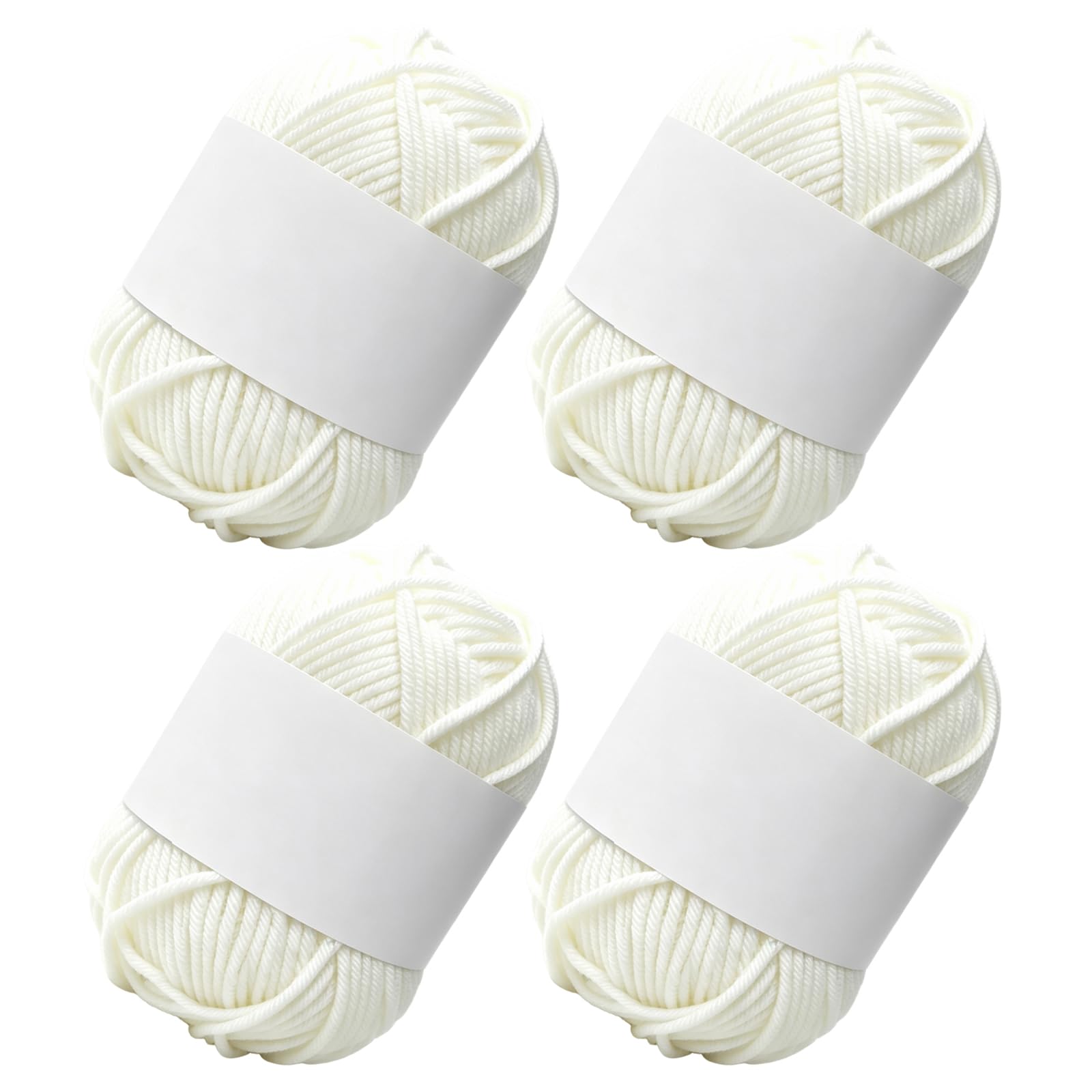 4 Rolls Milk-Cotton Blend Yarn Acrylic Knitting Wool Soft Knitted Yarns Crochet Supplies for Handcrafts Blankets Scarves(White)