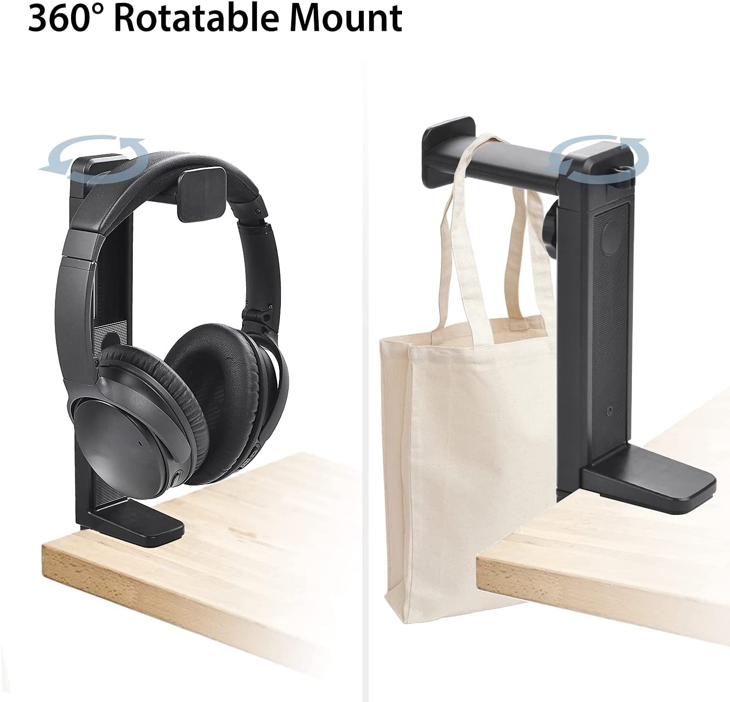 Gaming Accessori Supporto per Cuffie Girevole A 360 Gradi 2 in 1, Supporto per Cuffie da Gioco sopra E sotto La Scrivania Supporto per Cuffie con Gancio Stand Over-Ear da Gioco