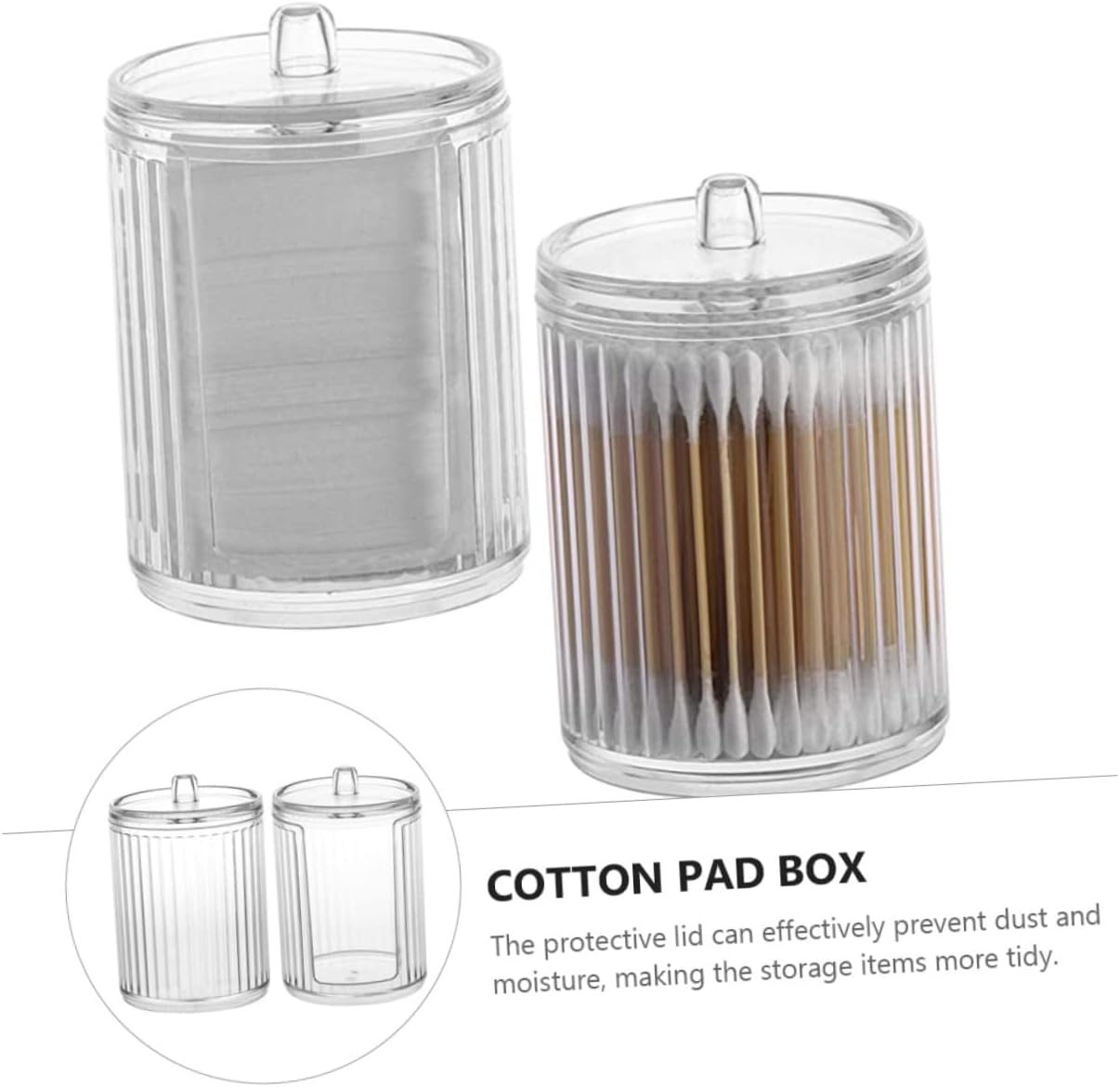 4 pcs Canister Cosmetics Dispenser for Jar Table in- Bathroom Swab and Apothecary Storage Make Transparent Up Organizer Acrylic Pads Container Cotton Countertop in Makeup Modern Boxes