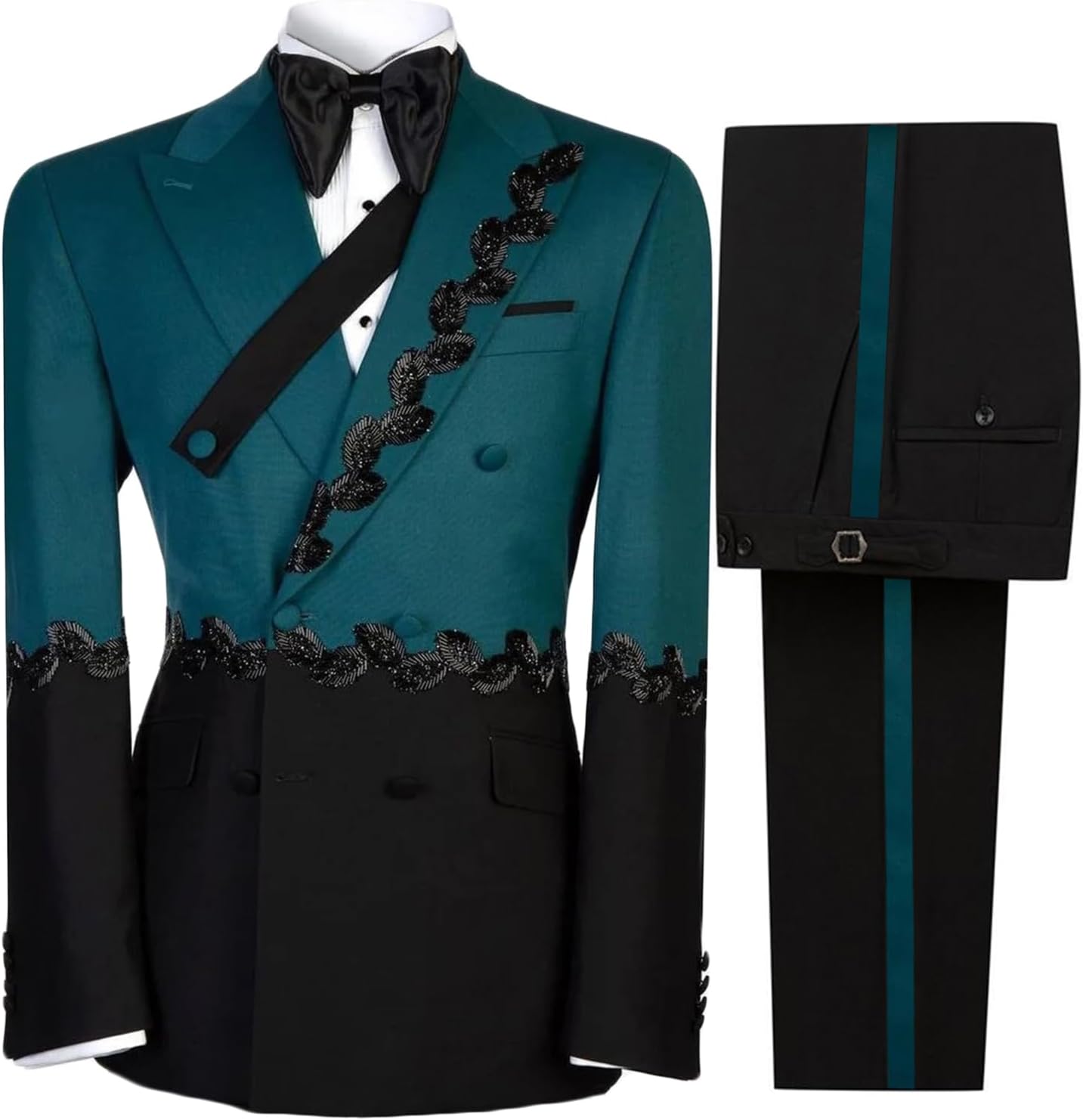 Men's Tuxedo Jacket with Rhinestones Slim Double Breasted Dress Blazer for Younger Prom Dinner Party Homecoming