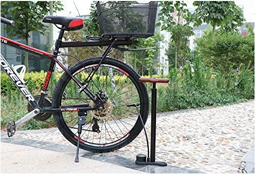 Traditional Steel MTB Road Bike Track Pump,Floor Stirrup Pump Wooden Handle with Digital Gauge High Pressure160 PSI Schrader/Presta