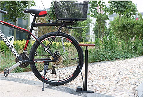 Traditional Steel MTB Road Bike Track Pump,Floor Stirrup Pump Wooden Handle with Digital Gauge High Pressure160 PSI Schrader/Presta