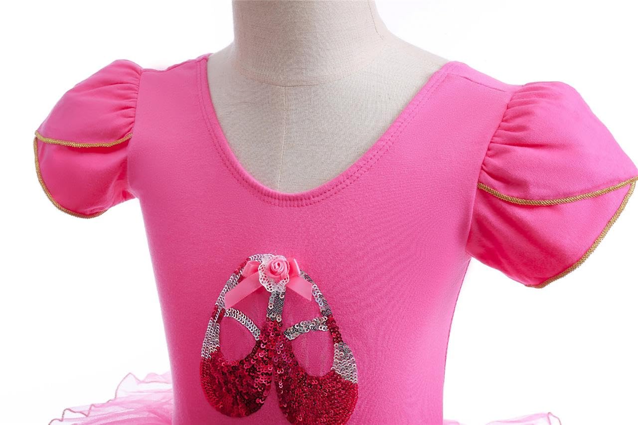 Lito Angels Tutu Danse Classique pour Enfant Fille, Robe de Ballet Ballerine, Justaucorps avec Jupe, Rose