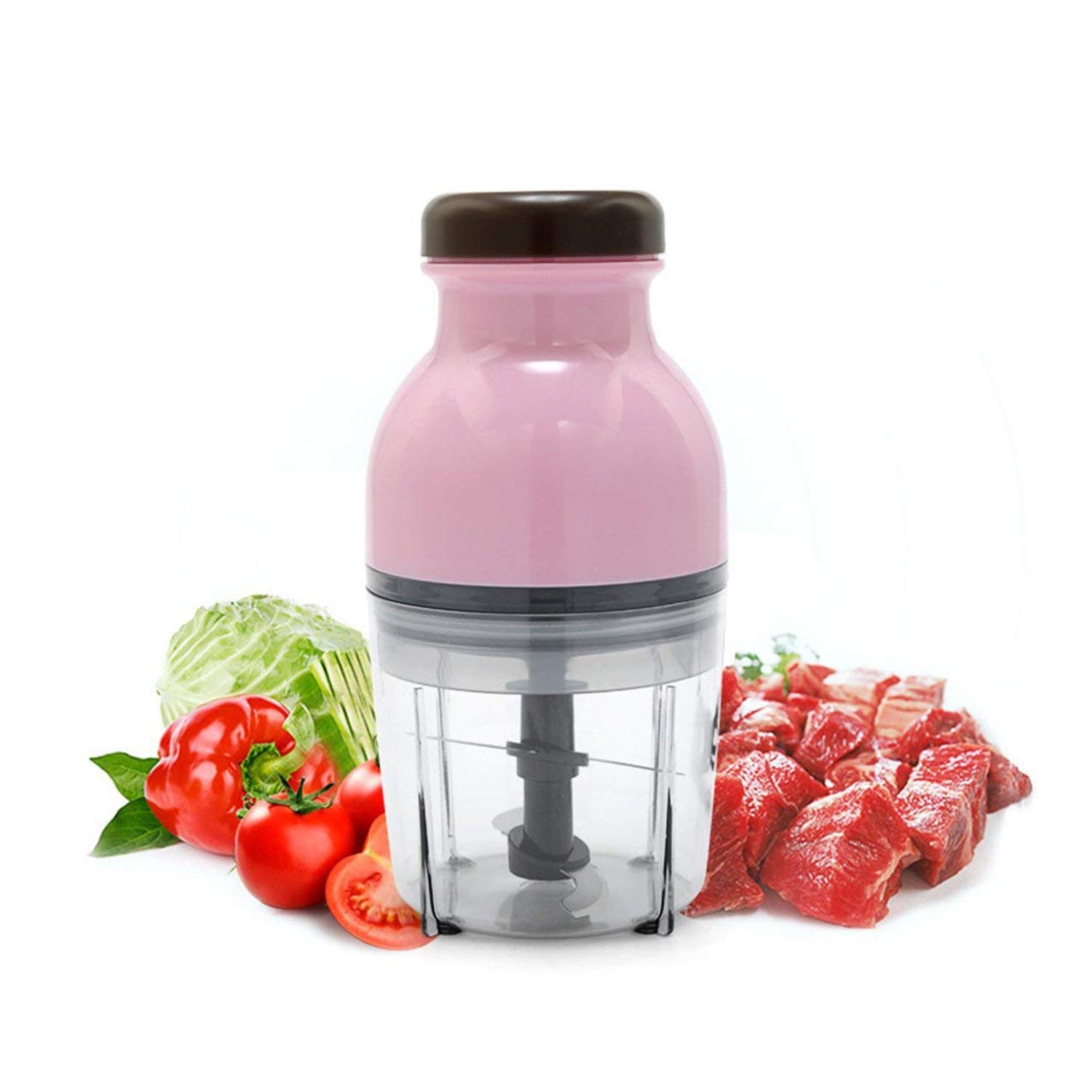 Electric Meat Grinder Household Fruit Juice Baby Supplement Food Multi-function Machine Helper for Cuisine Lovers Pink