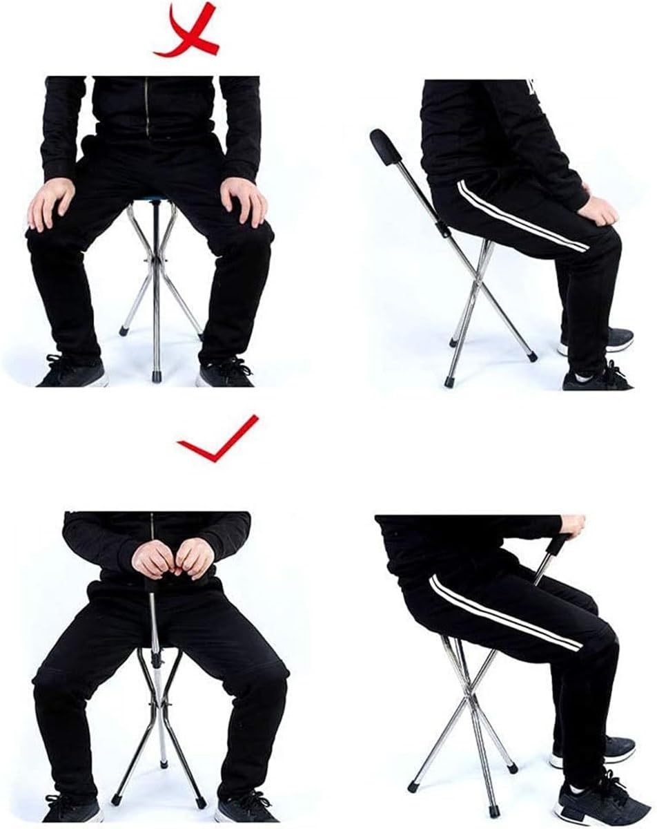 Silla para Caminar Portátil Bastón Silla Plegable Bastón para Trípode Taburete Portátil Bastón Ortopédico Mango Ergonómico Ayuda para Caminar para Ancianos Y Discapacitados