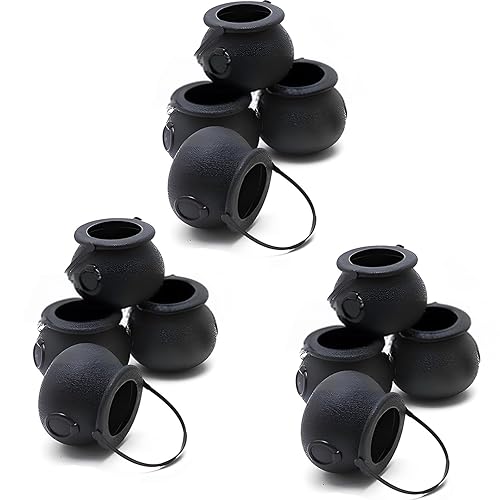 happylain Black Cauldron with Handle - 3 Inch Mini Plastic