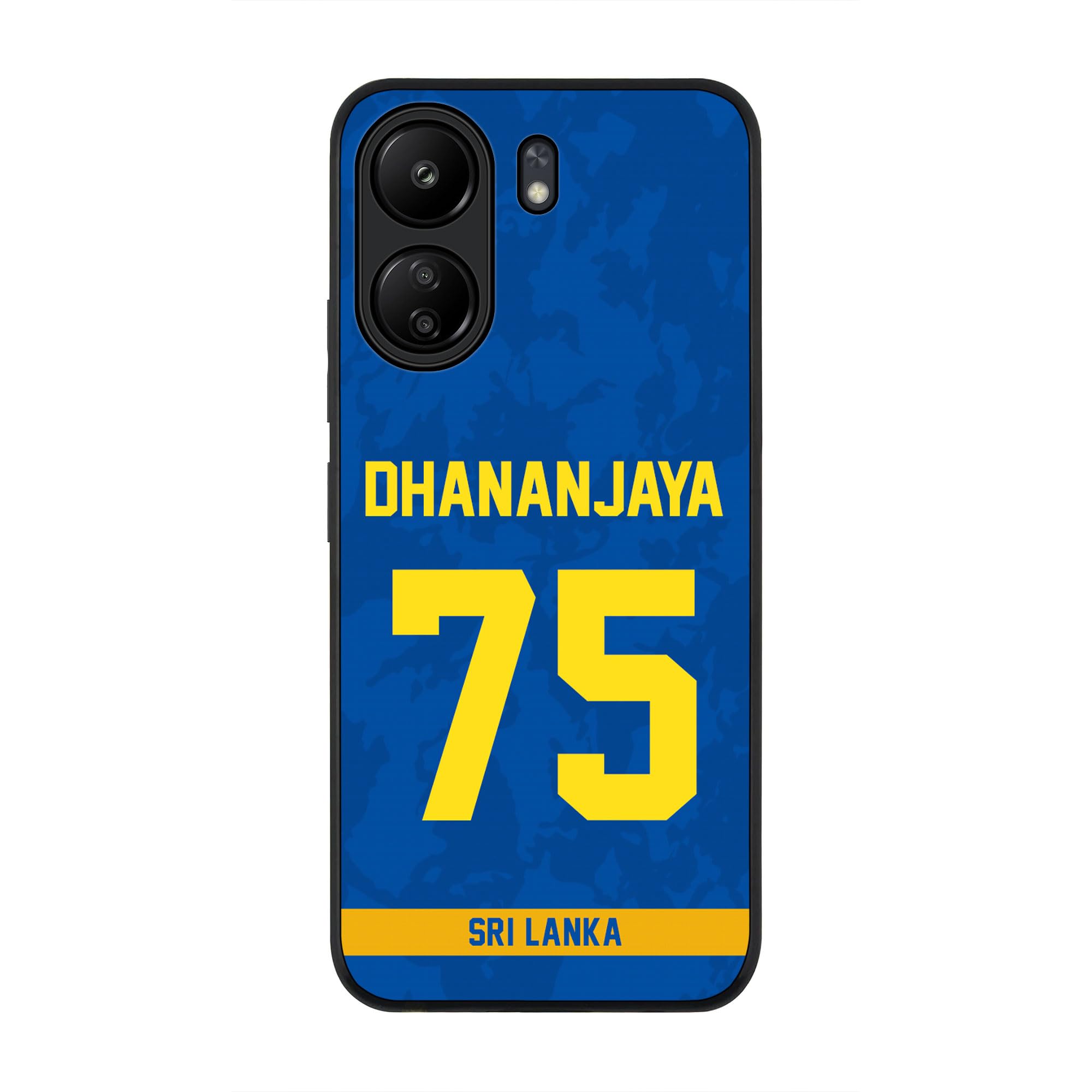StylizeddStylizedd Rugged Black edge case for Xiaomi Poco C65, Slim fit Soft Case Flexible Rubber Edges Anti Drop TPU Gel Thin Cover - Team Sri lanka Dhananjaya de Silva, Jersey No 75