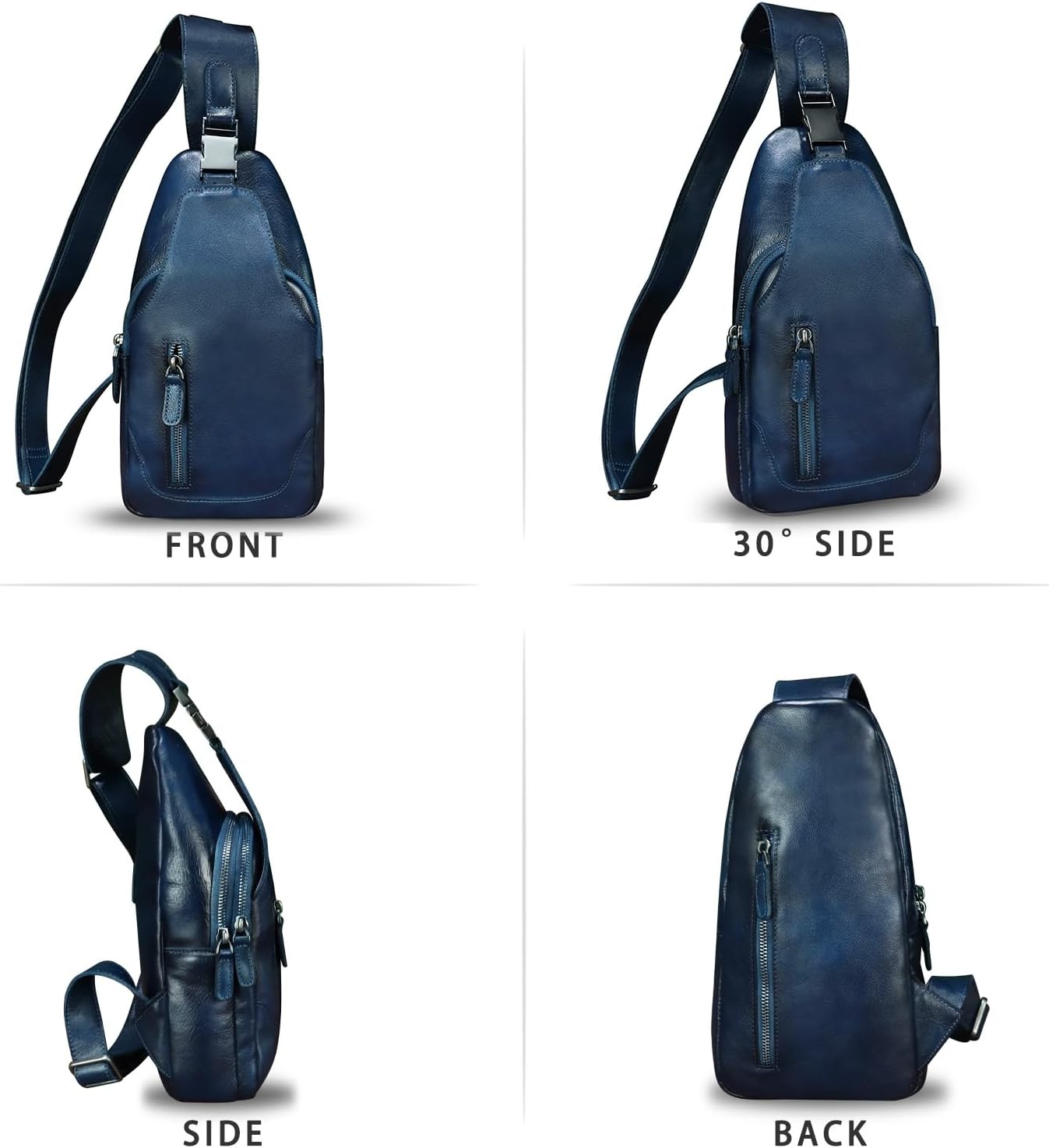 LRTO Genuine Leather Silng Bag for Men and Women Fashion Real Leather Sling Backpack Shoulder Crossbody Bag Chest Purse - Image 5