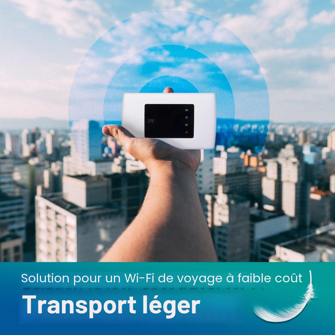 ZTE MF920C Routeur mobile sans fil, 4G/LTE, hotspot débloqué sur toutes les cartes SIM européennes, vitesse de téléchargement de 150 Mbps, batterie 2000 mAh, blanc