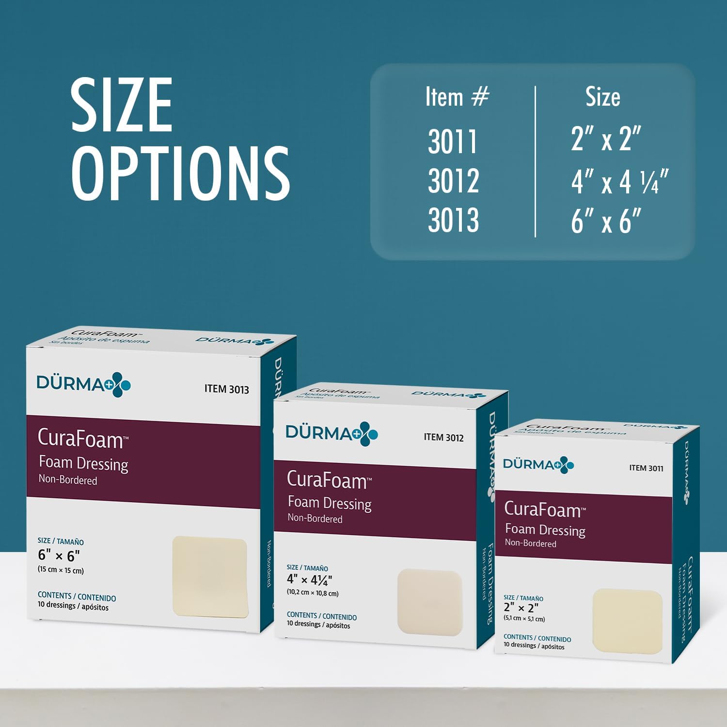 Dynarex - 3012 CuraFoam Foam Dressing 4x4.25 12/10/Cs