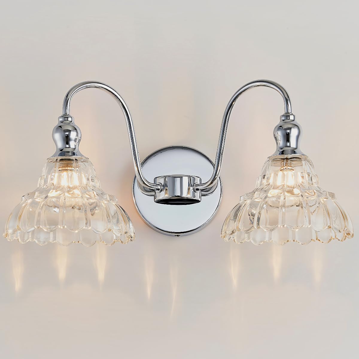 Chrome 2-Light Wall Sconces Bathroom Vanity Light Light Fixtures Modern Vanity Lighting Fixtures Wall Light for Bedroom Living Room Bathroom