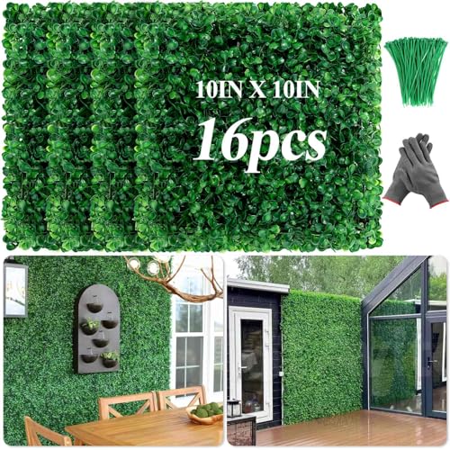 16 Pcs 10' X 10' Artificial Grass Wall Panels,...