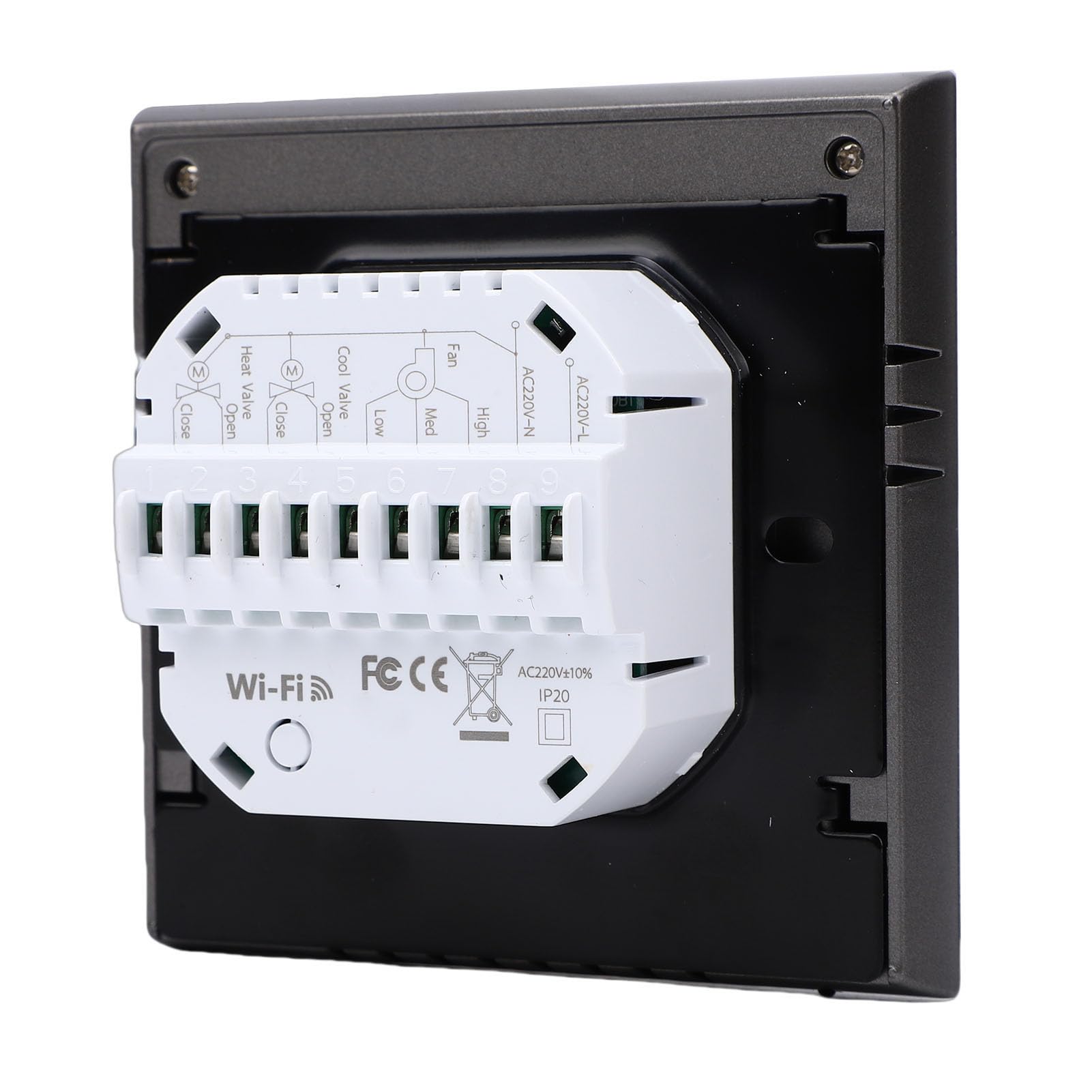 Generic Controlador de Temperatura del Termostato con Perilla Inteligente, Elegante Perilla Circular de Metal, Botones Táctiles Capacitivos, Luz Ambiental Colorida, Pantalla Táctil TFT