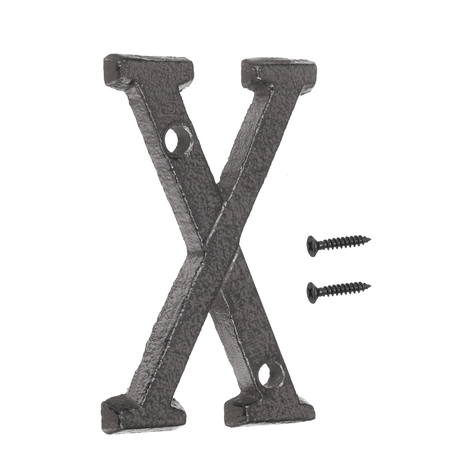 sourcing map House Numbers and Letters, 75mm Cast Iron Metal Vintage Address Letters for Outside, Solid House Number with Screws for Apartment Office Hotel Room Signs(Letter X)