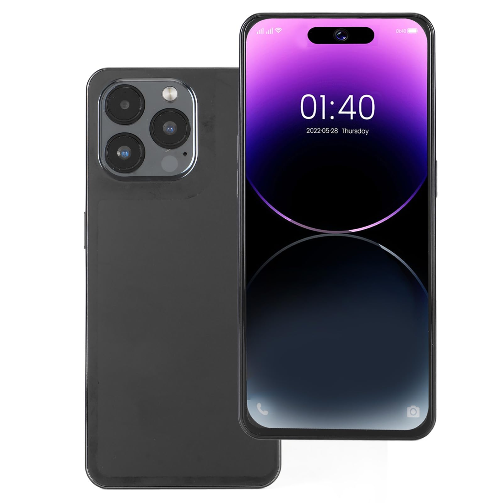 パープル スマートフォン 3カメラ ノッチデザインA15 Amazon | I15 Pro Maxスマートフォン、6.6インチHD 3Gロック解除