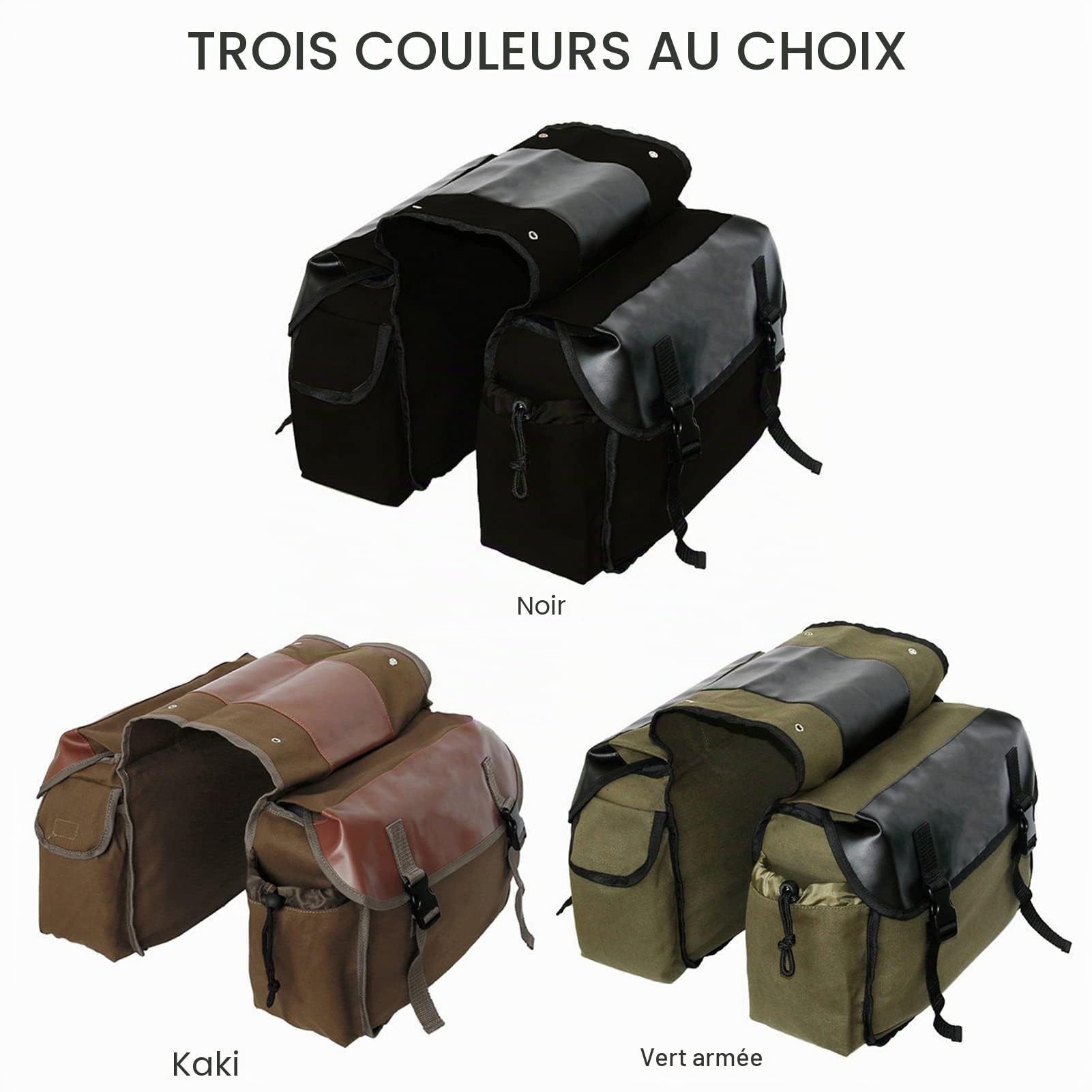 Shkalacar Sac de Selle pour Moto - Grande Capacité, Imperméable, en Toile - Sac de Voyage Latéral pour Outils