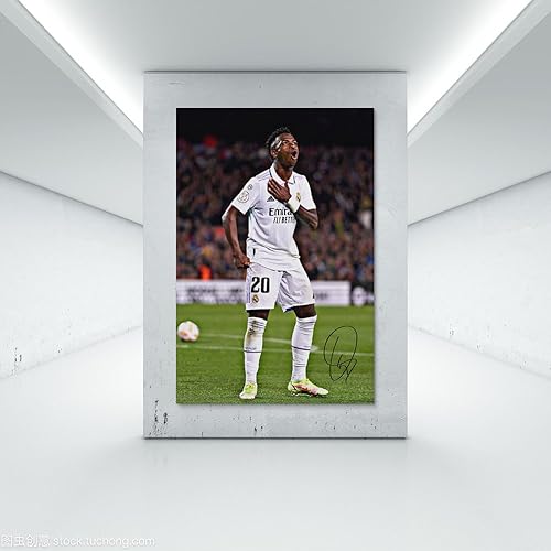 Miniatura 7 de LOGAUT Vinicius Jr Poster Vini Jr - Póster de fútbol firmado para pared, pintura estética para decoración del hogar, (V5106) sin marco 12 x 18
