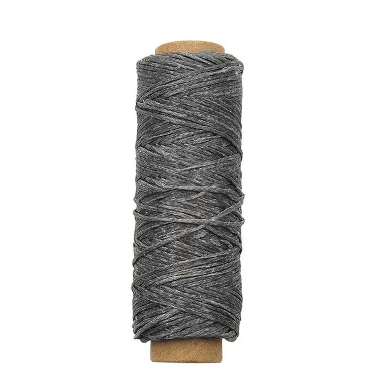 Hilo de Coser，Hilo de poliéster Hilo Encerado Plano Línea de Costura Encerada Plana Cordón Encerado Hilo for Coser a Mano(No.32 Dark Gray,12m)