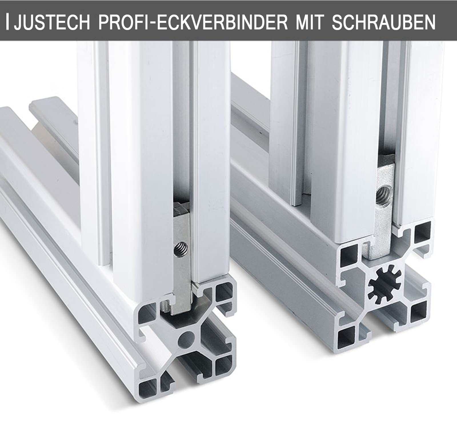 Justech 40 x T Slot T-Nut 90° kształt L stop cynku profil 3030 rowki 8 rowków ze stopu cynku zaciski wewnętrzne połączenie kątowe łącznik kątowy ze śrubami