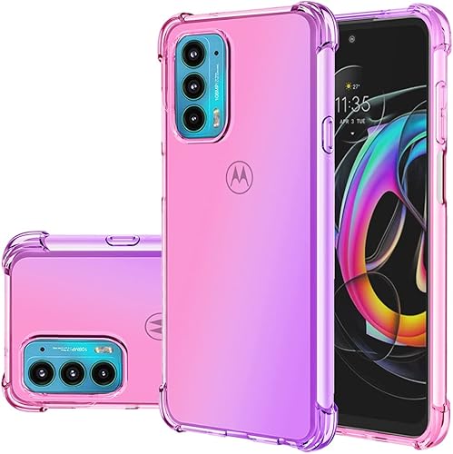 Funda para Moto Edge 2021, Moto Edge 5G UW Cute Case Girls, Gradient Slim Anti Scratch Soft TPU Funda protectora a prueba de golpes para Motorola