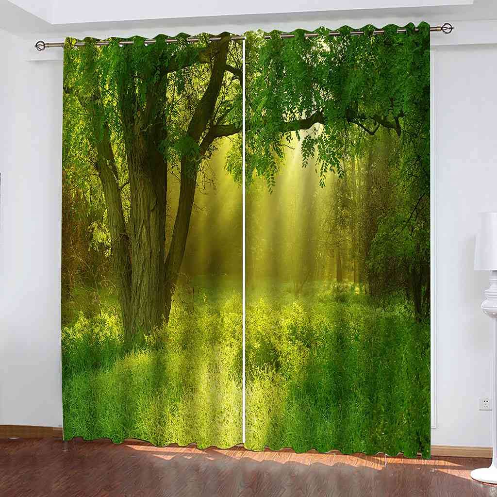 Rideau occultant paysage forestier 264x242 cm pour salon et chambre