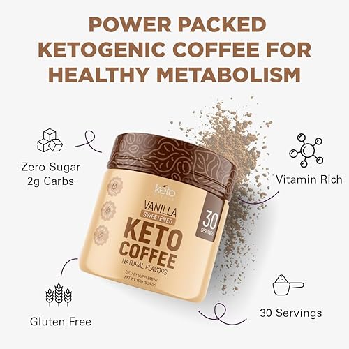 Vista 21 de Keto Vitals Café en polvo instantáneo Keto con aceite MCT y vitaminas, bajo en calorías, bajo en carbohidratos, sin edulcorantes artificiales, apoyo