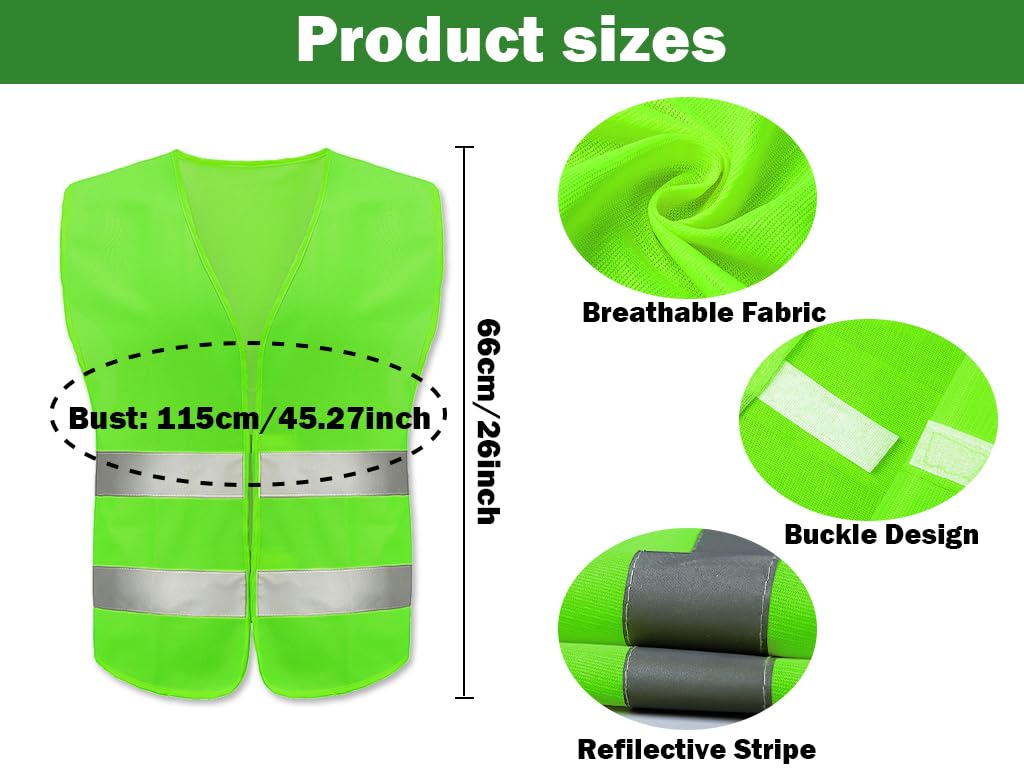 Anlising Gilet di Sicurezza, 10PCS Giubbotto di Sicurezza Riflettente,Gilet di Sicurezza ad Alta visibilità,Gilet Riflettente per Auto,Gilet Catarifrangente,per Guidatore, Addetti alla Pulizia