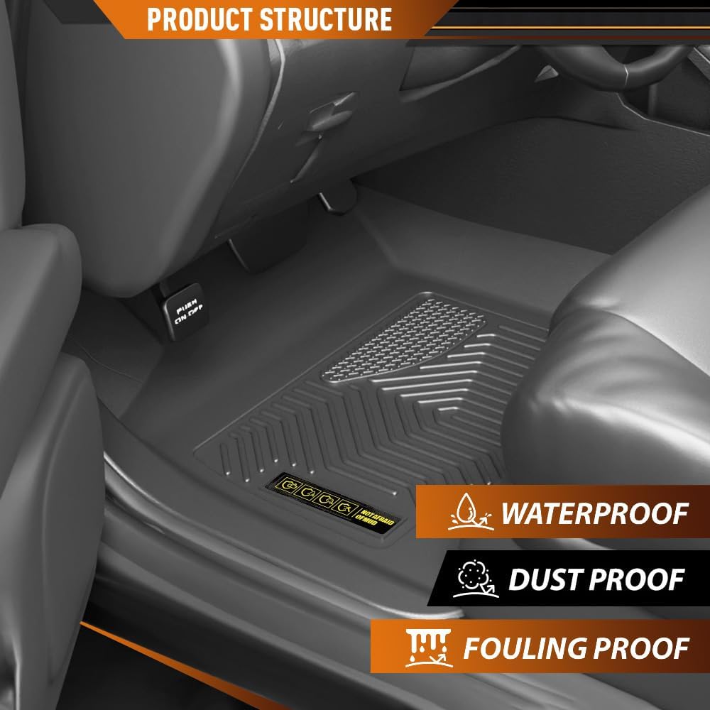 ANDPLAY Floor Mats Liners 3PCS Compatible with Toyota 4Runner 1996 1997 1998 1999 2000 2001 2002 1st & 2nd Row TPE All Weather Protection Gray Floor Liners alfombras para carro