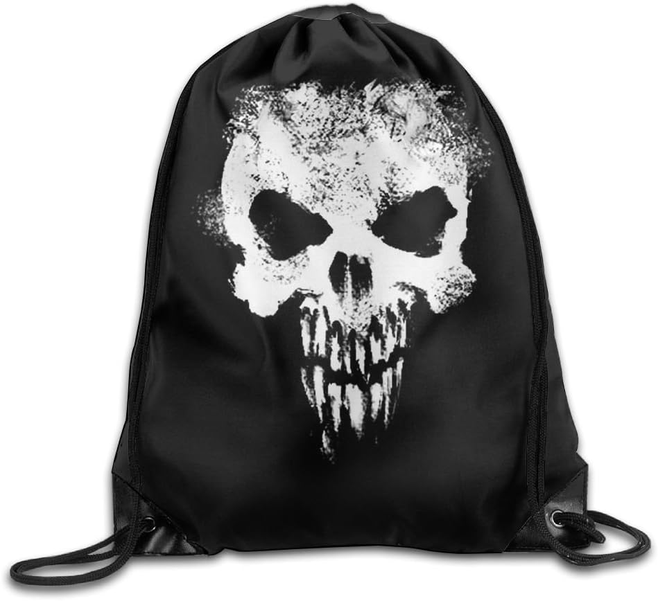 ADMR Unisex SKULL Basics Classic Lightweight Drawstring Gym Sackpack Backpack For Hiking Swimming Yoga
