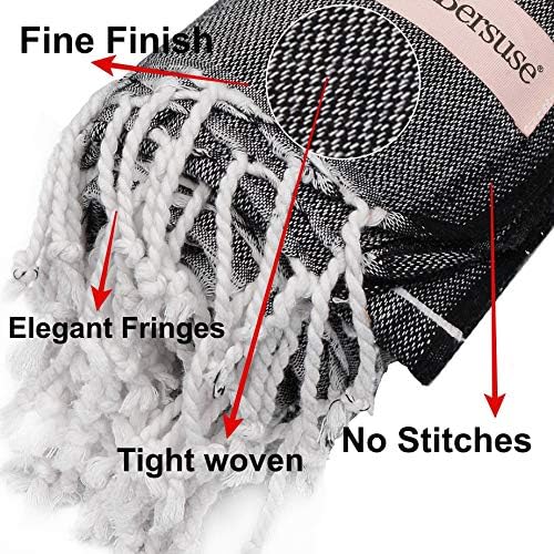 Miniatura 9 de Bersuse toalla turca de Anatolia de algodón 100%, toalla fouta peshtemal para playa y baño, peshtemal clásico a rayas, 37 x 70 pulgadas, padre