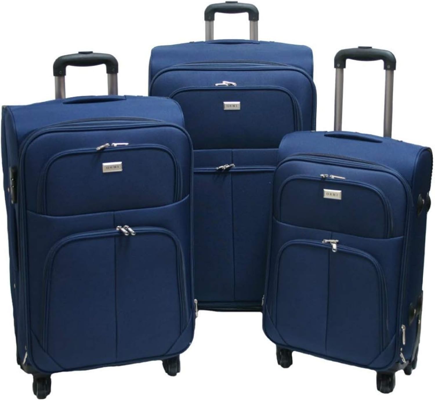 SLmilano set valigie semirigide bagagli in tessuto super leggeri 4 ruote piroettanti trolley piccolo adatto per cabina con compagnie lowcost art.214 (blu)
