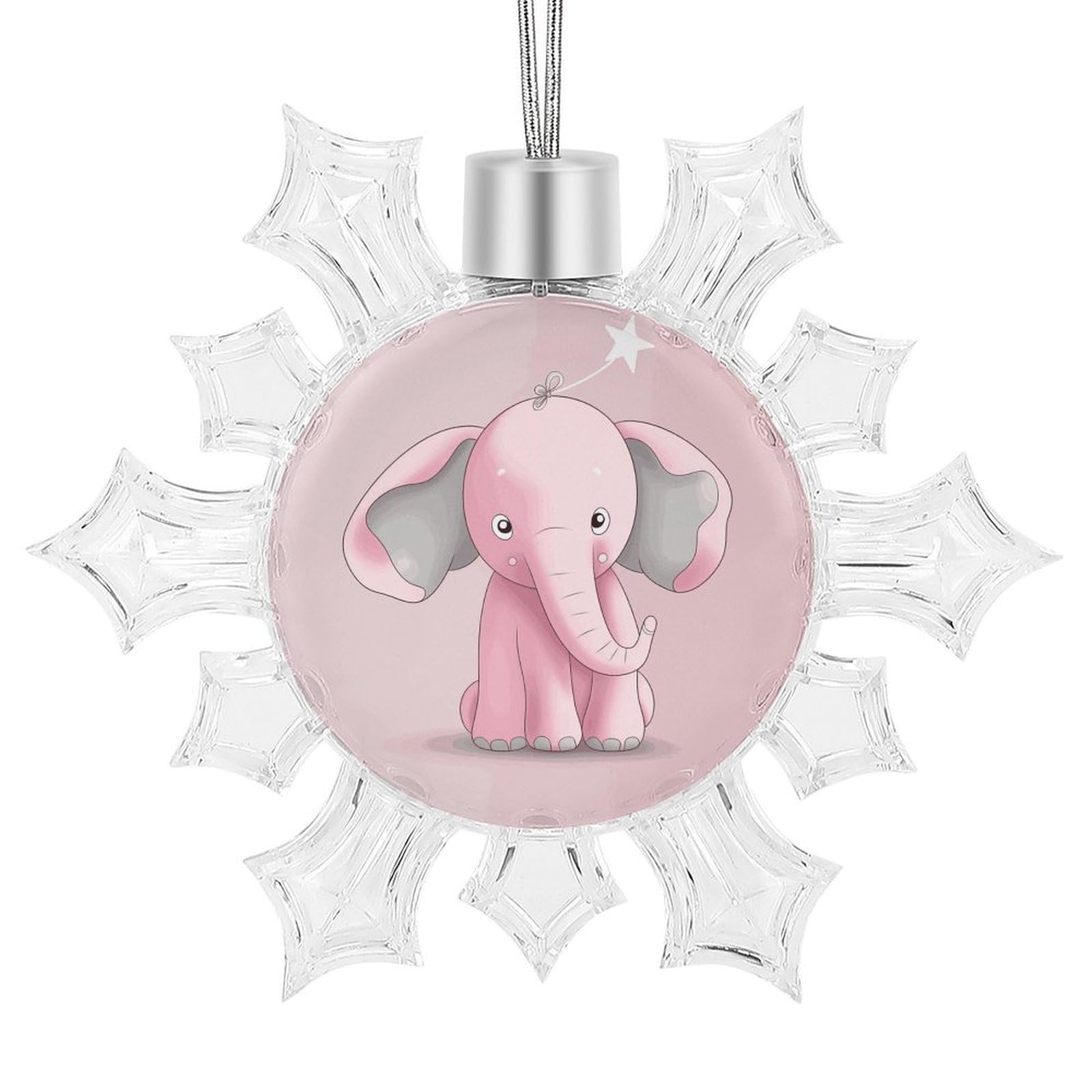 Pink Elephant Snowflake Decorations, Winter Snowflake Ornaments Christmas Party Decorations Christmas Tree Decorations for Xmas Tree Winter New Year Party Supplies