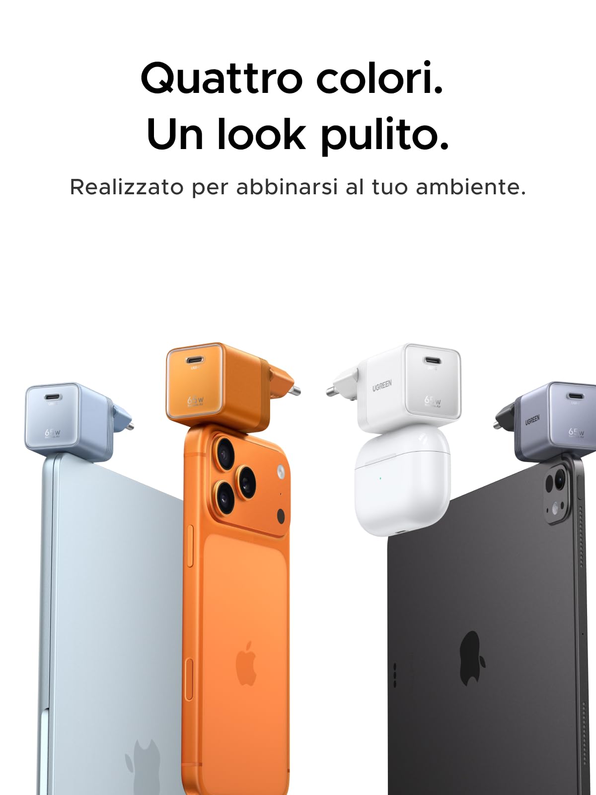 UGREEN Nexode Air 65W Caricatore USB C Ricarica Rapido GaN II Alimentatore con Cable Type C Compatibile con MacBook Pro Air iPad iPhone 17 Air Pro Max 16 15 14 13 Galaxy S26 25 Pixel 10 (Grigio)