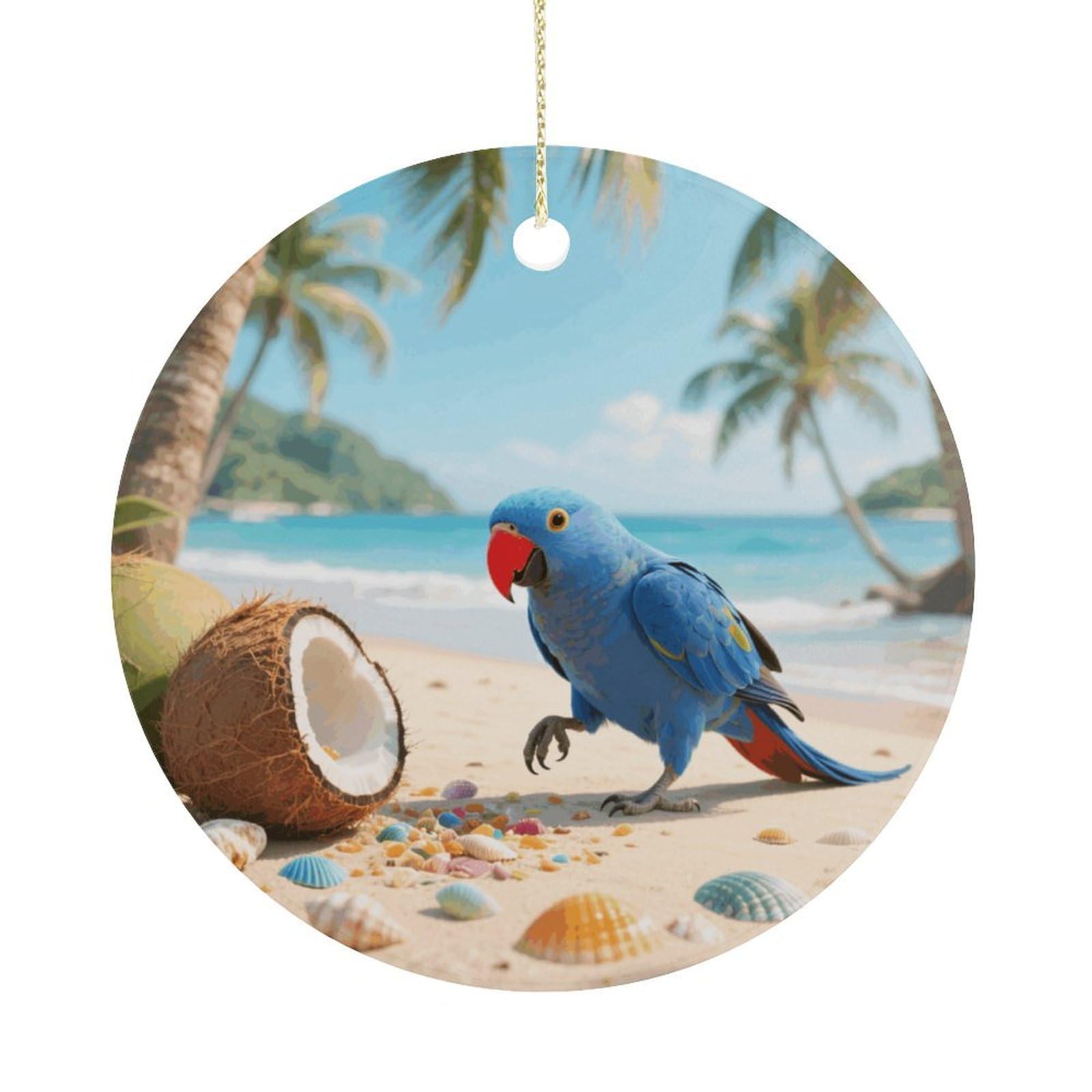 Personalized Christmas Ornaments 2025 Ceramic Hanging Ropical Parrot Ornaments with Gold String Double-Sided Vintage Holiday Decorations for Tree Mantel Tabletop Xmas Party Favors