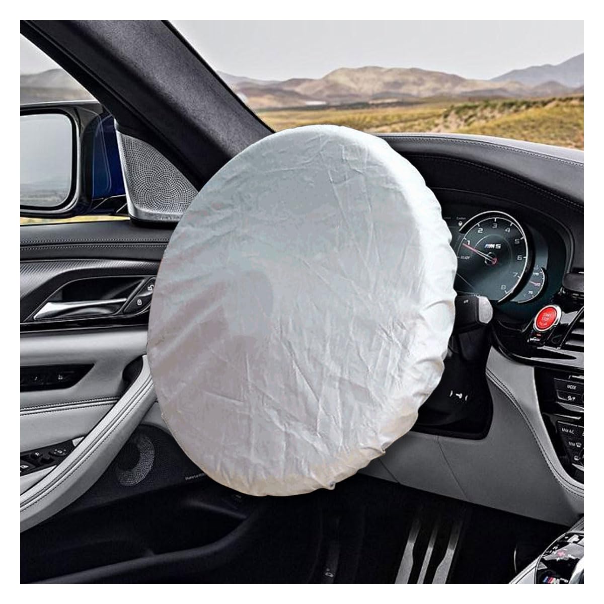 car steering wheel cover sun shade, anti-heat steering wheel protector, anti-slip auto steering wheel cover fit 18 inch, wheel shield car accessories interior for car truck suv (silver)