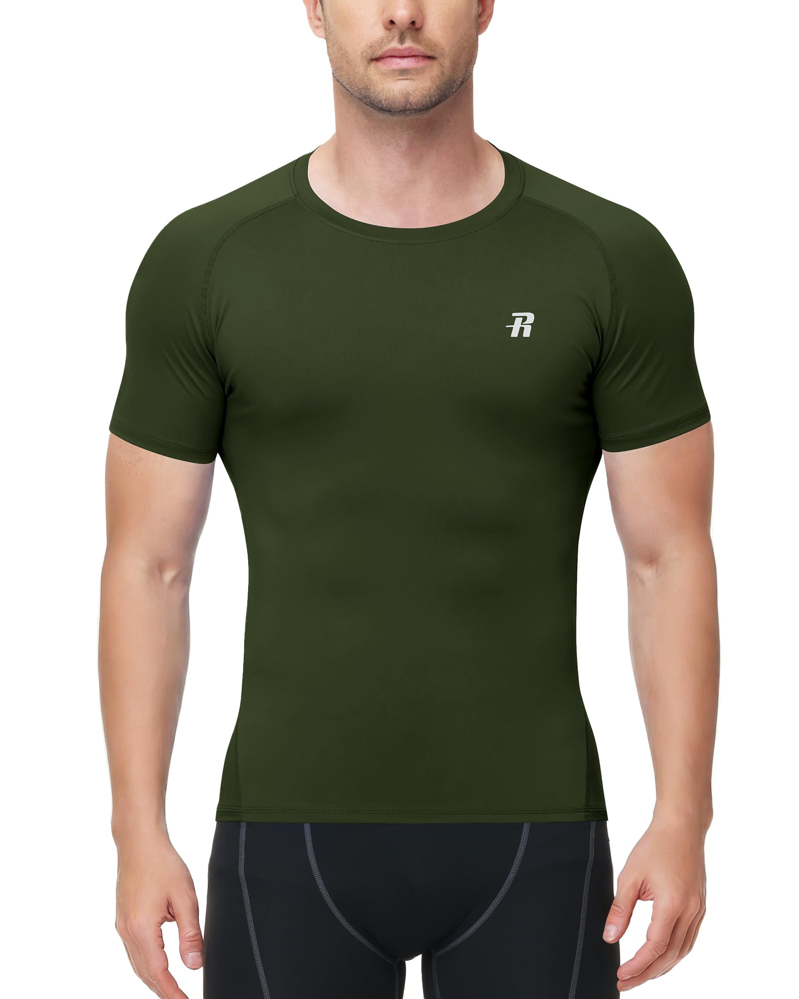 Runhit Kompressionsshirt Herren Kurzarm, Atmungsaktives Sportshirt mit Rücken Mesh, Schnelltrocknendes Compression T-Shirt für Fitness, Laufen & Gym