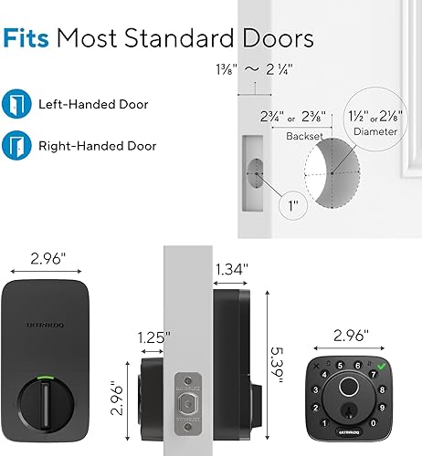 Miniatura 9 de ULTRALOQ Bolt Fingerprint WiFi Smart Lock, funciona con Apple Home, Siri, Alexa, entrada sin llave con identificación de huellas dactilares, control
