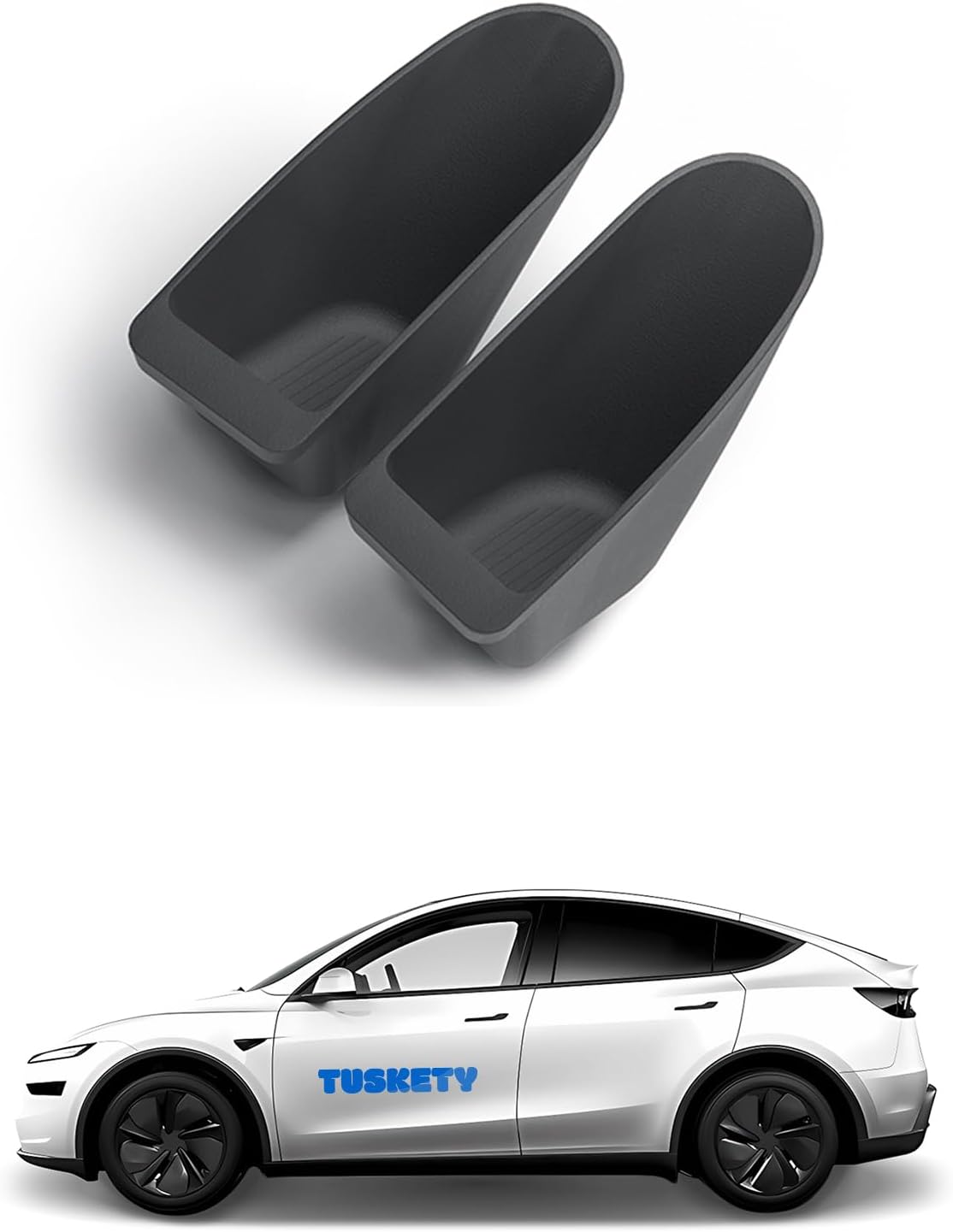 Accessories for Tesla Model 3 Highland 2025 2026 2PCS TPE Front Door Side Pocket Storage Box Front Door Storage Oragnizer Trash Can for Model 3 Highland Accessories (Black)