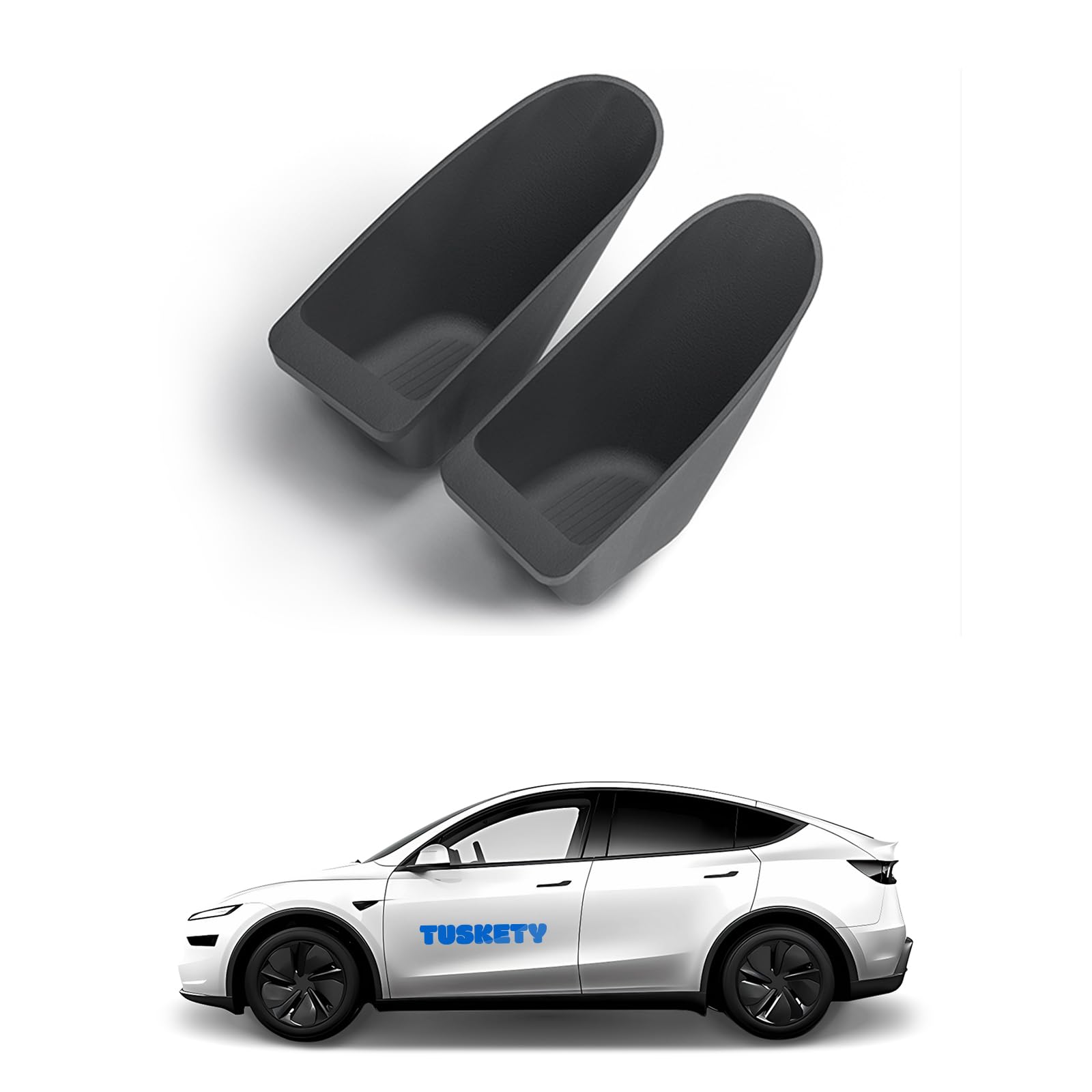 Accessories for Tesla Model 3 Highland 2025 2026 2PCS TPE Front Door Side Pocket Storage Box Front Door Storage Oragnizer Trash Can for Model 3 Highland Accessories (Black)